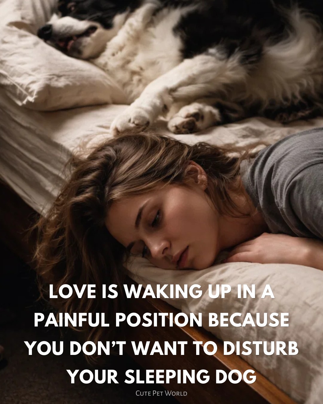 Real love is staying uncomfortable so they can sleep peacefully 🐶💔